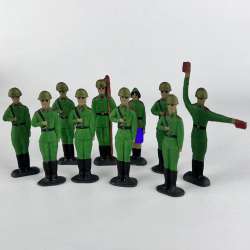 Set 10 Soldiers Vintage Soviet Iron Tin Toy Red Army Military USSR WW2 Painted