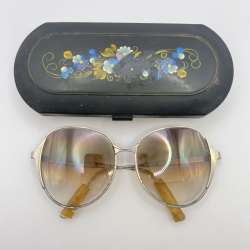 1950's Retro Vintage USSR Soviet Old  Sunglasses Fashionable Glass Marked Case