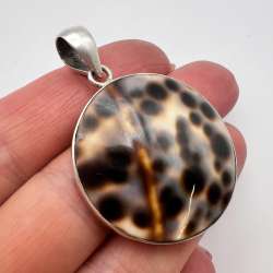 Sea Cowrie Shell Vintage Sterling Silver 925 Women's Jewelry Circle Pendant