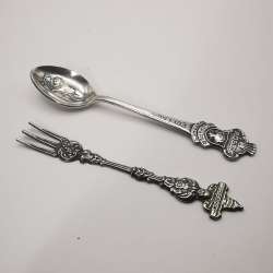 Europe Rare Vintage Table Spoon Set Signature Fork Nickel Silver 23g