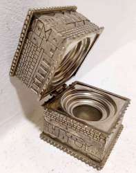 Shabbat Judaica Jerusalem Small Box Silver Plated Candle Holder Pocket Vintage