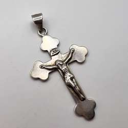 Antique Silver 900 Religion Christian Jewelry Cross Pendant Marked 2.7 gr