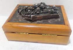 Luxury Silver 925 Signed Lid Carved Jerusalem Scene Wooden Vintage Wood Box
