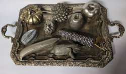 Silver Fruit plate Decoration Set 9 Pcs & Tray Vintage Judaica For Decor Cute