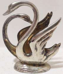 Vintage 2 Swan Figurine Paper Letter Holder Desk Silver Plated Napkin Decoration