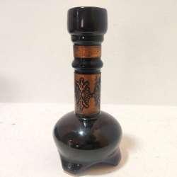 Vintage Black Ceramic Decorative Copper Long Neck Hookah Bottle Design Vase 8.2