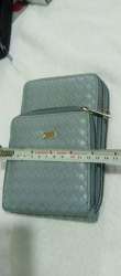 New Bottega Veneta Women's Light Blue Nappa Intrecciato Leather Three-Zip Wallet