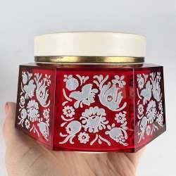 Huge Vintage USSR Plastic Trinket Jewelry Box Powder Box in Original Box