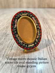 vintage micro mosaic italian micro oval standing picture 4*3 cm