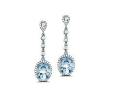 Blue Crystal Drop Earrings for Women Fashion Beautiful Zirconia Elegant Jewelry