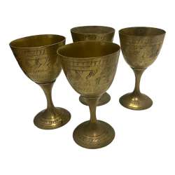 Vintage hand carved  liqueur Mini Shot Goblets Set of 4