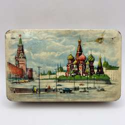 Vintage USSR Chocolate Candy Tin Metal Box Collectible Moscow Kremlin