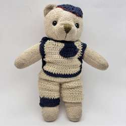 Vintage Old Kids Plush Toy Doll Bear Hand-Knitted Clothes Collectible