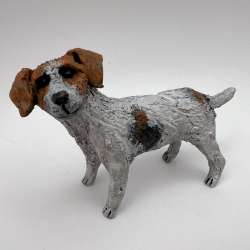 Ceramic Figurine Statue Dog Jack Russel Terrier Hand Made Decor Collectible Gift