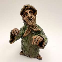Art Ceramic Figurine Statue Granny Scary Character USSR Cartoon Hand Made Gift