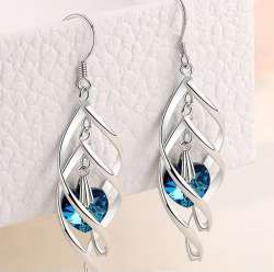 sterling silver925 crystal stud long dangle earrings for women exquisite jewelry
