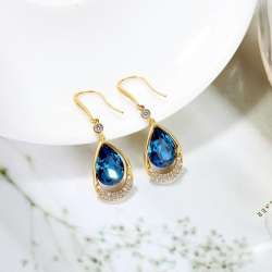 Elegant geometric blue water drop earrings for women and girls fashion jewelry