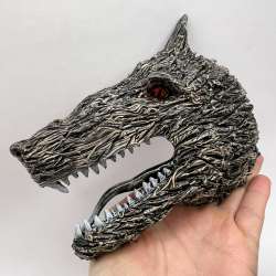 Art Ceramic Figurine Statue Wolf Mask Handmade Wall Decor Hanging Gift