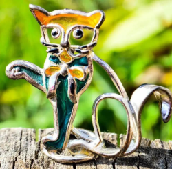 Vintage Collectible Miniature Kitten Cat Sculpture in 800 Sterling Silver