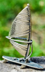 Vintage Collectible Miniature Sailboat Ship Sculpture in 800 Sterling Silver
