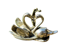 Vintage Miniature Sculpted Pair of Swans Sterling Silver800 Business Card Holder