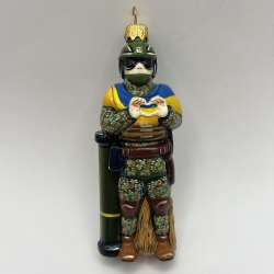 Christmas Ornament Xmas Tree Hanging Glass Soldier Warrior of Ukraine Hand Made