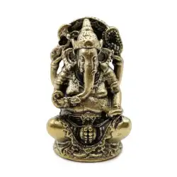 Vintage Small Brass Gintage Ganesh Thai Elephant Statue Wisdom Prosperity Wealth
