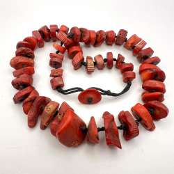 Massive Vintage Women's Jewelry Necklace Beads Natural Red Coral 101 gr
