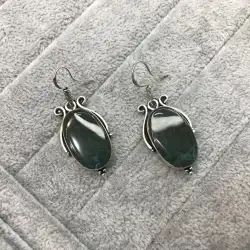 Vintage Heliotrope earrings for women in 925 sterling silver with natural stone