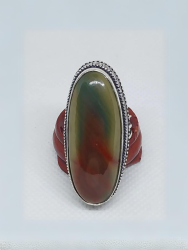 Vintage Women's 925 Sterling Silver Ring, Natural jasper Stone Fashion Jewelry