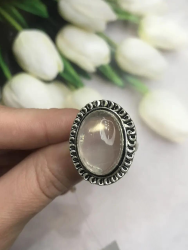 Vintage Beautiful rose quartz ring for women made of 925 sterling silver