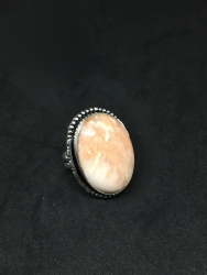 Vintage Elegant women's ring with natural scholite stone in 925 sterling silver