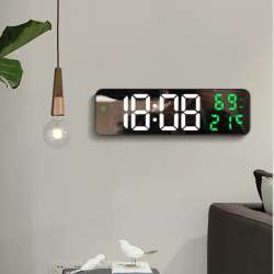 Large Digital Wall Clock 9 Inch Temperature and Humidity Display Night Mode