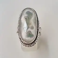 Vintage Gorgeous women's natural agate stone ring made of 925 sterling silver