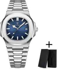 POEDAGAR Men's Stainless Steel Square Quartz Watch Waterproof