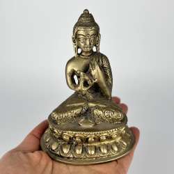 Antique Bronze Buddha Shakyamuni Bhumisparsha Ganesh Figure Statue Tibet Lotus