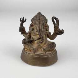 Antique Asian Bronze Buddha Hindu Elephant Ganesha Figure Statue Tibet Lotus