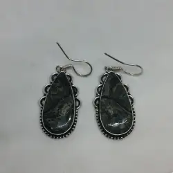 Vintage Jewelry Earrings for Women Gorgeous in 925 sterling silver natural jade