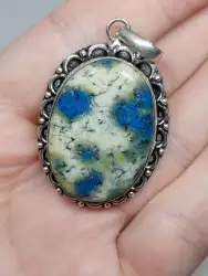 Vintage women's necklace made of 925 sterling silver Natural lapis lazuli stone