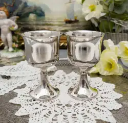 Vintage Two collectible silver plated wine glasses Melchior England Ianthe