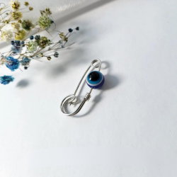 Vintage Silver brooch Eye Jewelry pin in 925 Sterling Silver