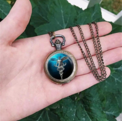 Vintage Men's Women Quartz Caduceus Apollo Pocket Watch Necklace  Gift great