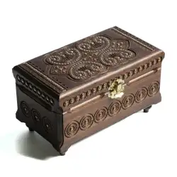 Vintage Handmade metal studded decorative wooden jewelry box, jewelry organizer
