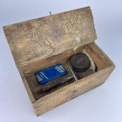 1970 Vintage Military Soldier Set of Razor Gillette Vaseline in Wood Box Israel