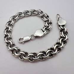 Vintage Sterling Silver 925 Men's Women's Chain Bracelet Marked 20.4 gr