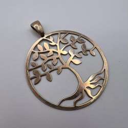 Large Vintage Women's Jewelry Pendant Tree Gilt Sterling Silver 925 Signed