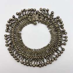 Large Antique Ethnic Bedouin Yemen Silver Brass Ankle Bracelet Belly Dance Bell