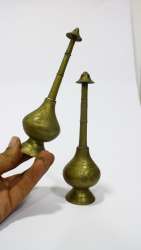 2 pairs Antique Brass Bottle sprinkler Rare islamic Rose Water india Hand Carved