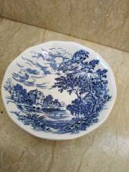 Porcelain bowlsa pot . Porcelain plate documenting the beautiful rural scene