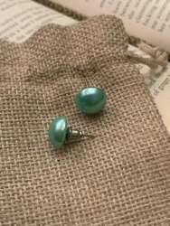 Real 925 sterling silver blue turquoise earrings women's jewelry